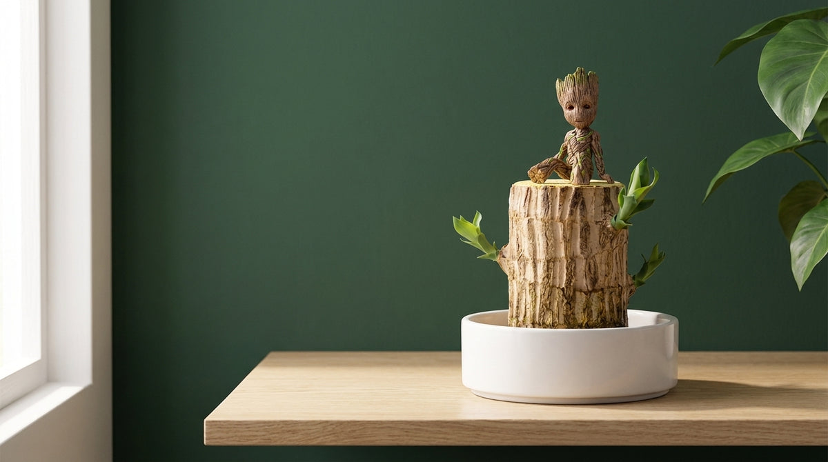 A Charmed Wood Fortune Tree on a shelf