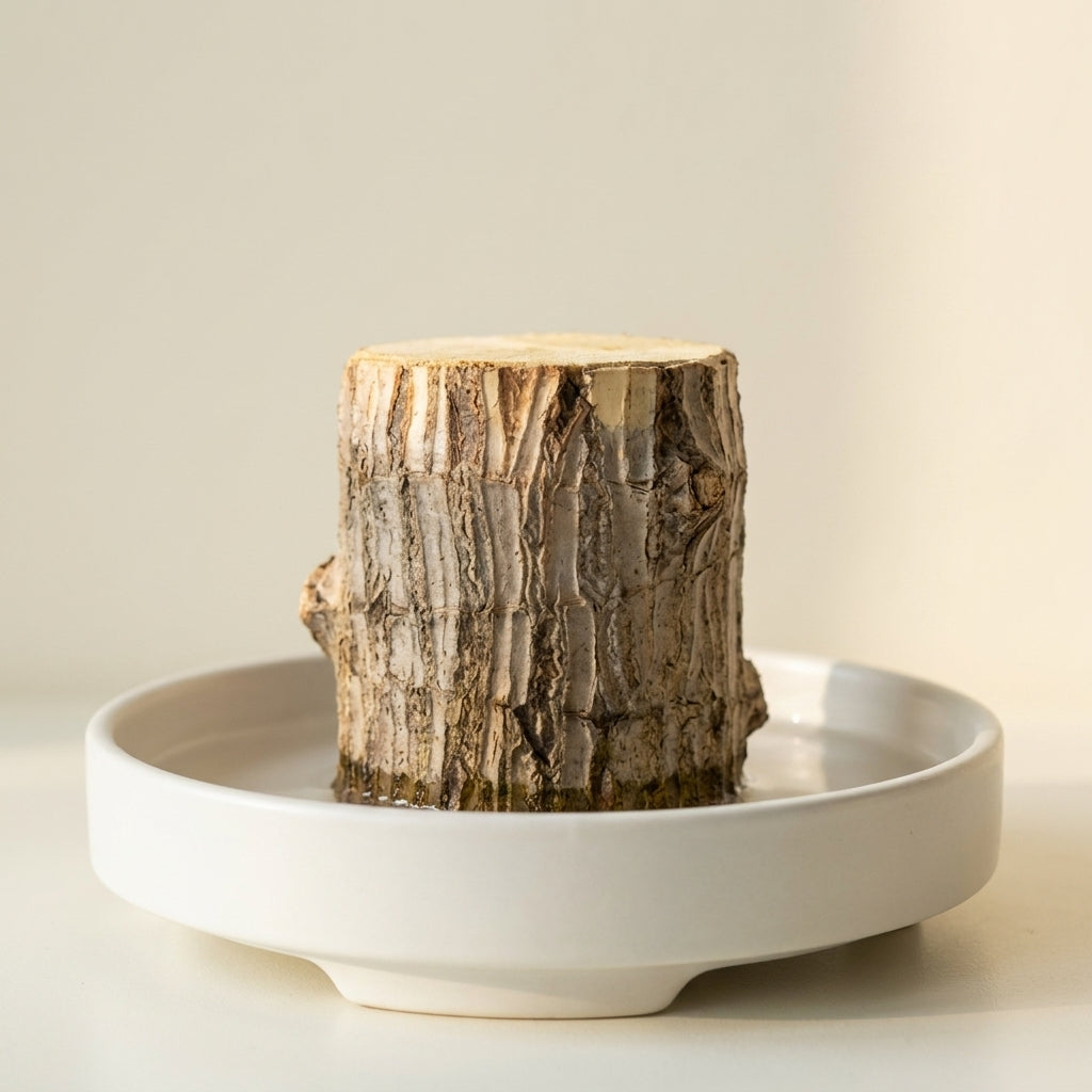 Fortune Wood on day one, a bare stump in water before it sprouts